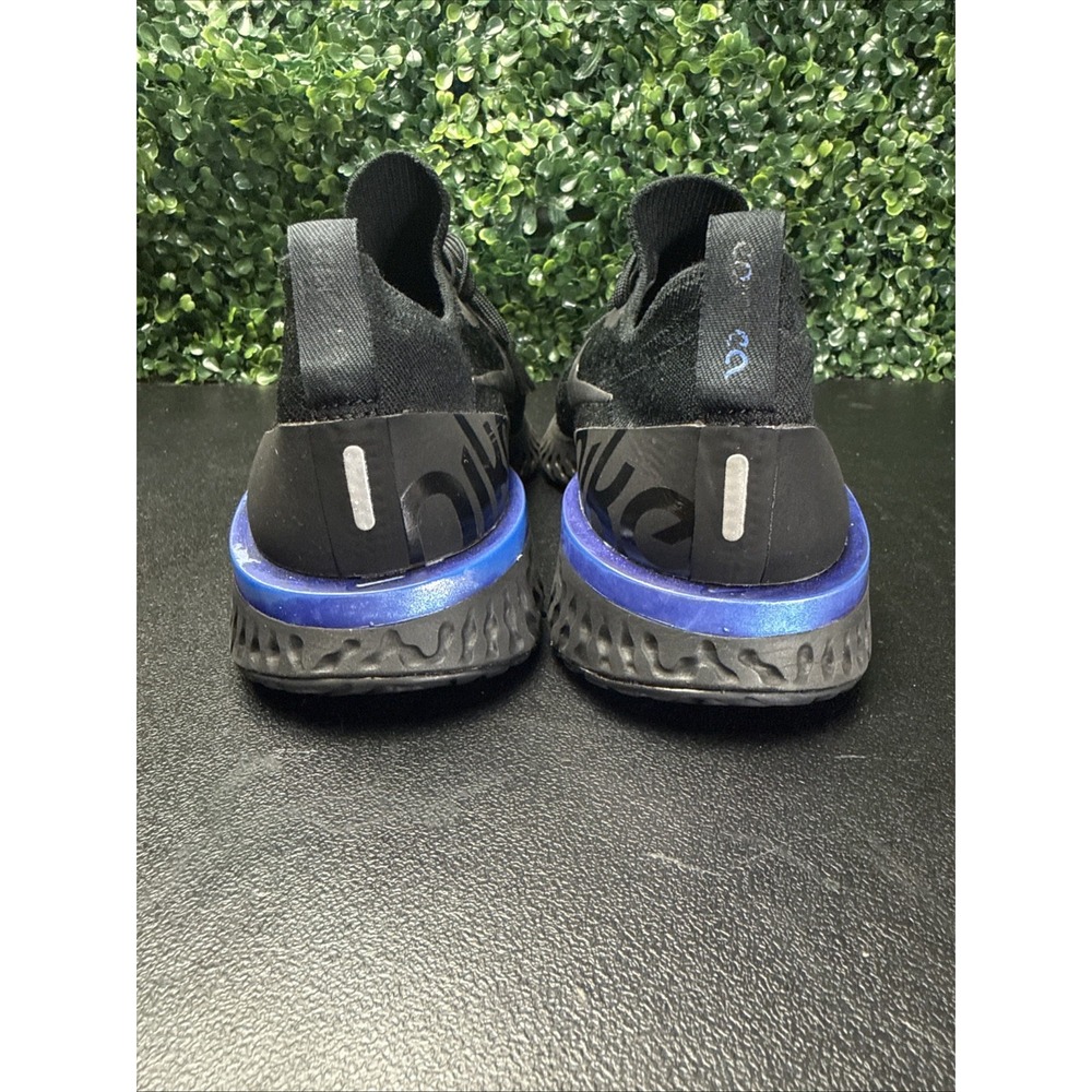 Nike Epic React FlyKnit Sneakers Women Size 9 Black Racer Blue AQ0070-004 Shoes - Picture 5 of 9